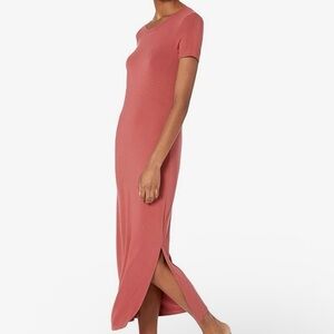 Amazon Essentials Short Sleeve Red Jersey Maxi Dress XS